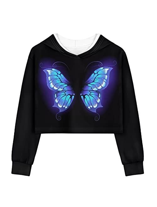 Viewamoon Long Sleeve Crop Tops for Girls 5-14Years Kids Hoodies & Sweatshirt