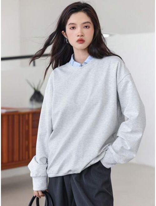 DAZY Solid Drop Shoulder Sweatshirt Without Blouse