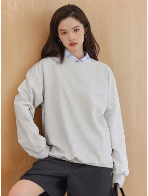 DAZY Solid Drop Shoulder Sweatshirt Without Blouse