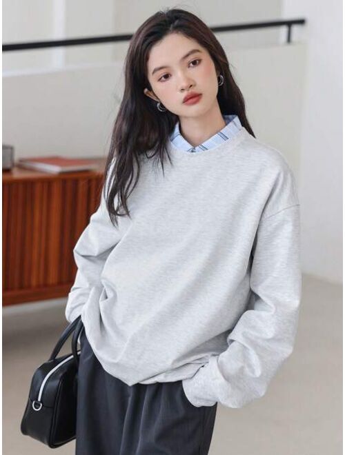 DAZY Solid Drop Shoulder Sweatshirt Without Blouse