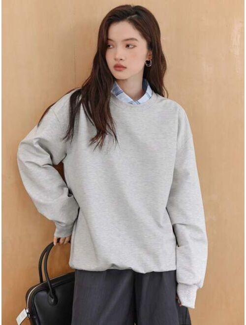 DAZY Solid Drop Shoulder Sweatshirt Without Blouse