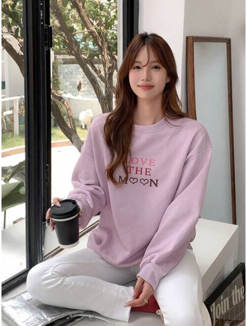 DAZY Slogan Graphic Drop Shoulder Sweatshirt