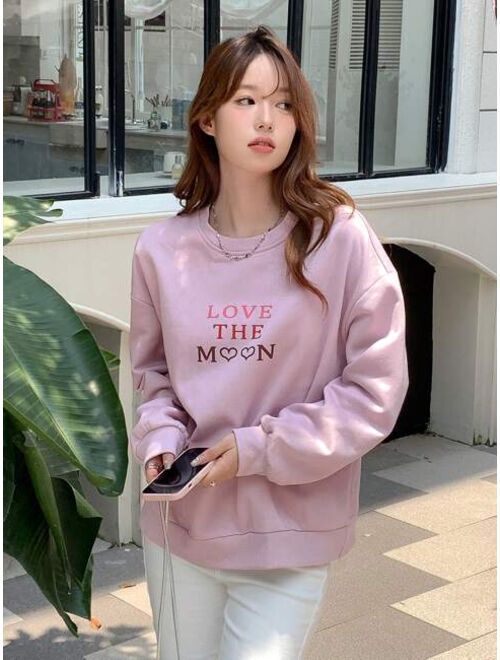 DAZY Slogan Graphic Drop Shoulder Sweatshirt