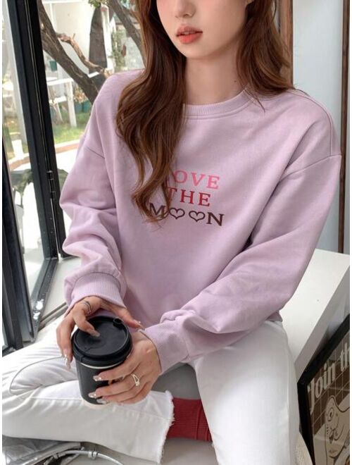 DAZY Slogan Graphic Drop Shoulder Sweatshirt