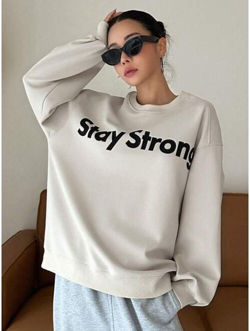 DAZY Letter Graphic Drop Shoulder Sweatshirt