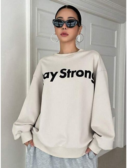 DAZY Letter Graphic Drop Shoulder Sweatshirt