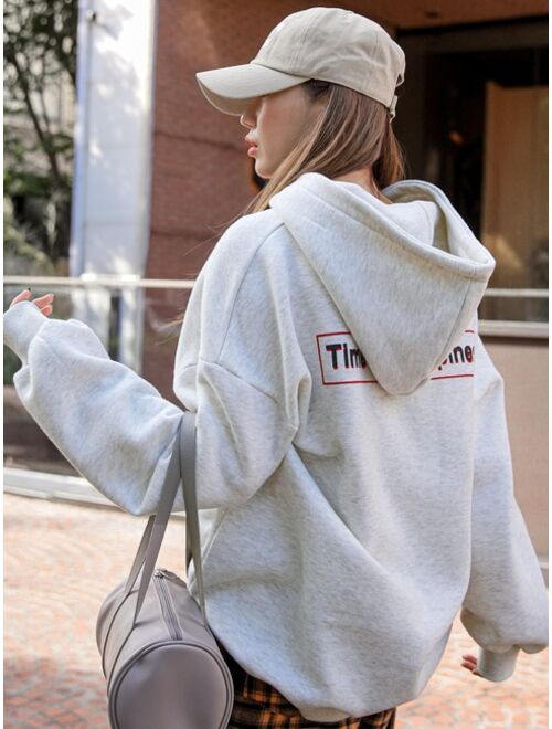 DAZY Slogan Graphic Drop Shoulder Oversized Hoodie