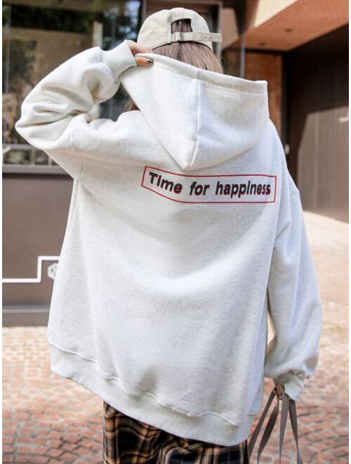 DAZY Slogan Graphic Drop Shoulder Oversized Hoodie