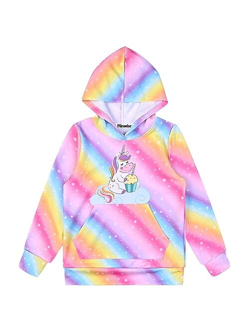 Mirawise Girls Pullover Hoodie Unicorn Sweatshirt with Pockets Hood Jacket 4-13Y