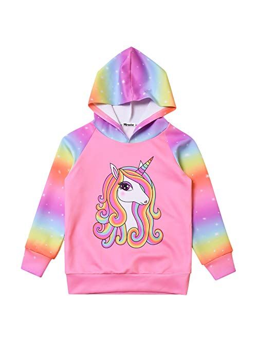 Mirawise Girls Pullover Hoodie Unicorn Sweatshirt with Pockets Hood Jacket 4-13Y