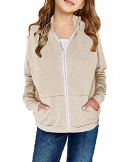 Sidefeel Girls Long Sleeve Zip Up Hoodie Sweatshirt Casual Coat with Pockets 4Y-13Y