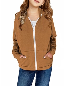 Sidefeel Girls Long Sleeve Zip Up Hoodie Sweatshirt Casual Coat with Pockets 4Y-13Y