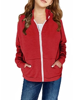 Sidefeel Girls Long Sleeve Zip Up Hoodie Sweatshirt Casual Coat with Pockets 4Y-13Y