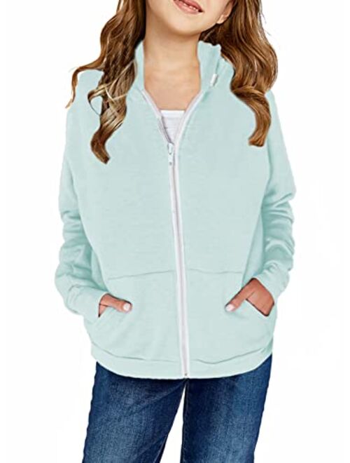 Sidefeel Girls Long Sleeve Zip Up Hoodie Sweatshirt Casual Coat with Pockets 4Y-13Y