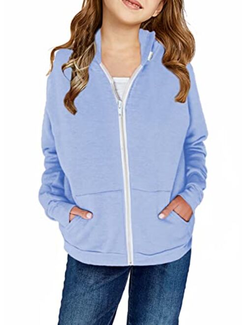 Sidefeel Girls Long Sleeve Zip Up Hoodie Sweatshirt Casual Coat with Pockets 4Y-13Y