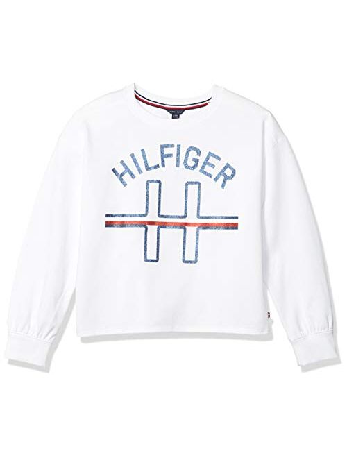 Tommy Hilfiger Girls' Fleece Pullover Crewneck Sweatshirt