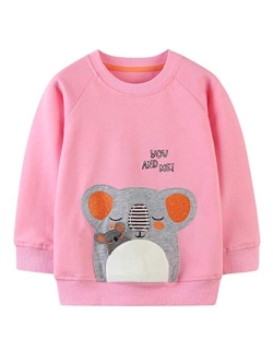 BGIRNUK Toddler Girls Boys Cotton Long Sleeve Pullover Sweatshirts Kids Dinosaur Printed Crewneck Tops