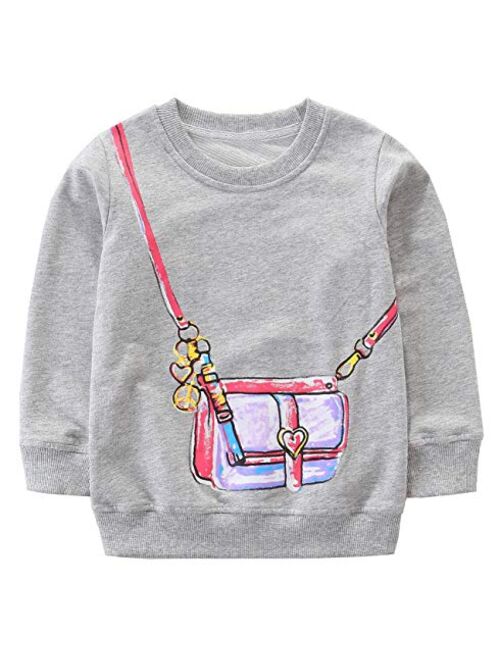 BGIRNUK Toddler Girls Boys Cotton Long Sleeve Pullover Sweatshirts Kids Dinosaur Printed Crewneck Tops