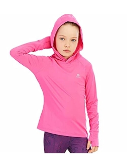 Hmiles Girls Long Sleeve Shirt UPF50+ Lightweight Hoodie Thin Active Tee Workout Running Pullover Top with Thumb Hole 3-12Years