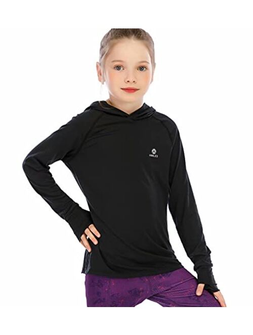 Hmiles Girls Long Sleeve Shirt UPF50+ Lightweight Hoodie Thin Active Tee Workout Running Pullover Top with Thumb Hole 3-12Years