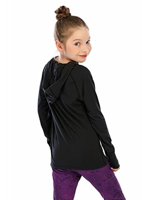 Hmiles Girls Long Sleeve Shirt UPF50+ Lightweight Hoodie Thin Active Tee Workout Running Pullover Top with Thumb Hole 3-12Years