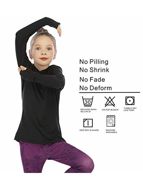 Hmiles Girls Long Sleeve Shirt UPF50+ Lightweight Hoodie Thin Active Tee Workout Running Pullover Top with Thumb Hole 3-12Years