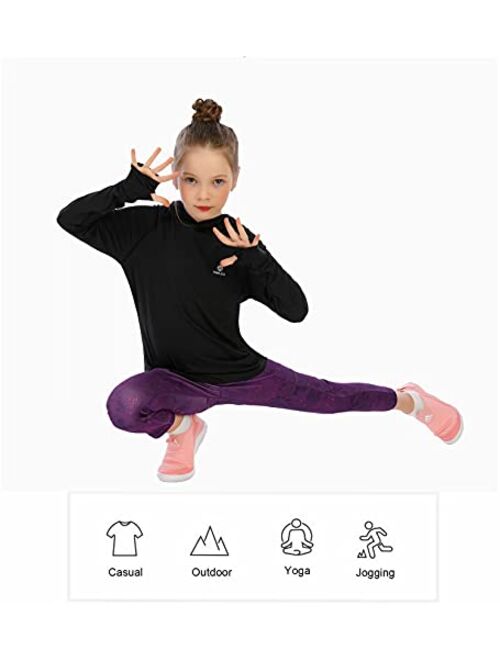 Hmiles Girls Long Sleeve Shirt UPF50+ Lightweight Hoodie Thin Active Tee Workout Running Pullover Top with Thumb Hole 3-12Years