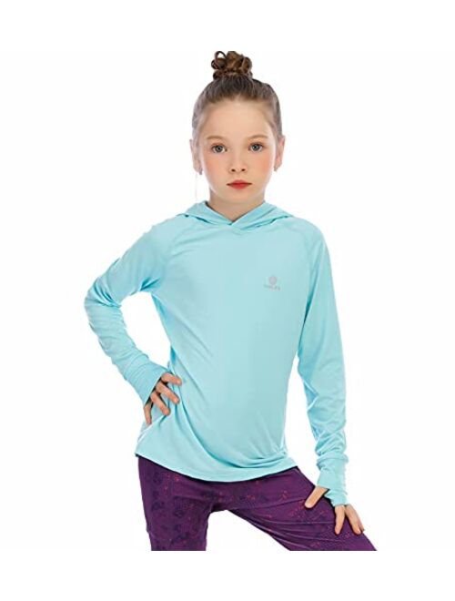 Hmiles Girls Long Sleeve Shirt UPF50+ Lightweight Hoodie Thin Active Tee Workout Running Pullover Top with Thumb Hole 3-12Years