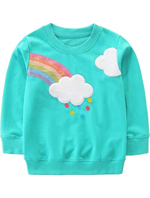 RETSUGO Toddler Baby Girls Sweatshirts Casual Pullover Crewneck Winter Long Sleeve Tops Shirts Clothes 3T-8T