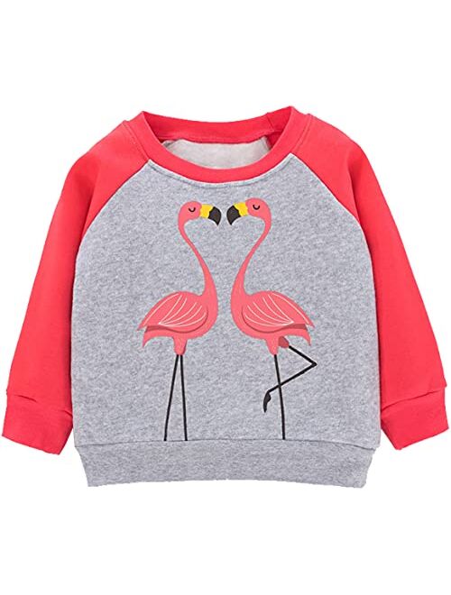 RETSUGO Toddler Baby Girls Sweatshirts Casual Pullover Crewneck Winter Long Sleeve Tops Shirts Clothes 3T-8T