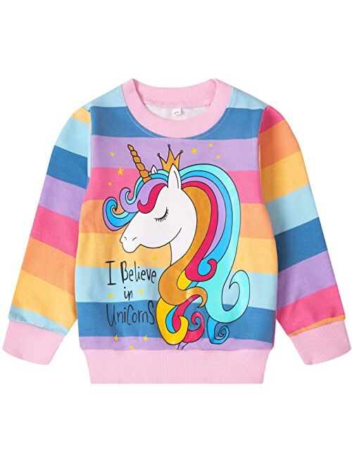 RETSUGO Toddler Baby Girls Sweatshirts Casual Pullover Crewneck Winter Long Sleeve Tops Shirts Clothes 3T-8T