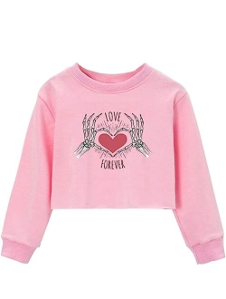 G-Amber Girls Long Sleeve Sweatshirts Kids Crop Print Funny Letters Fashion Pullover Tops