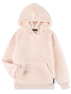 ALWAYSONE Girls Oversize Sweatshirt Soft Sherpa Pullover Fluffy Coat with Pocket Fuzzy Fleece Hoodie 3-12 Years