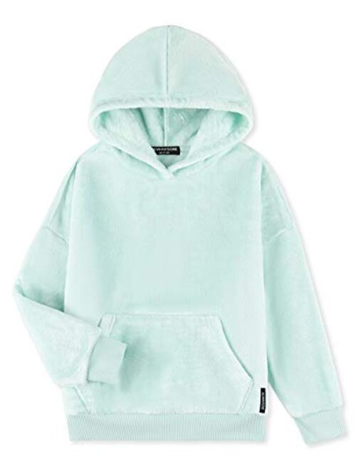 ALWAYSONE Girls Oversize Sweatshirt Soft Sherpa Pullover Fluffy Coat with Pocket Fuzzy Fleece Hoodie 3-12 Years