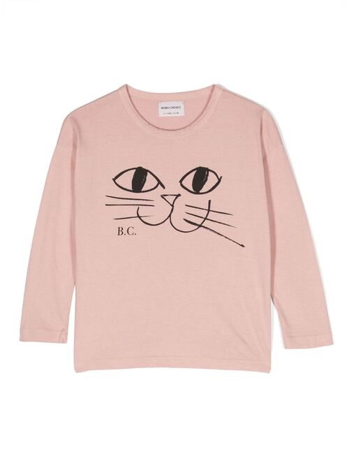 Bobo Choses cat-print long-sleeve T-shirt