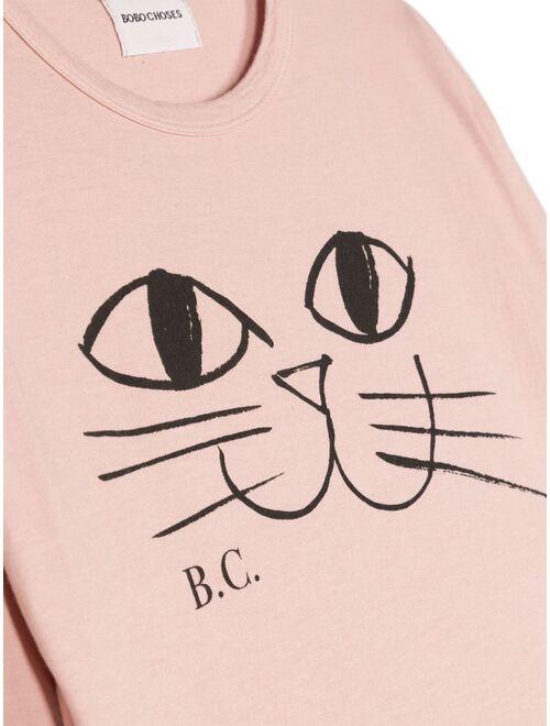 Bobo Choses cat-print long-sleeve T-shirt