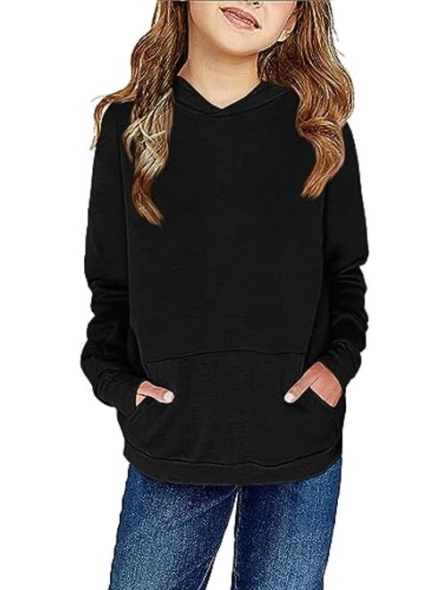 Haloumoning Kids Girls Fleece Pullover Hoodies Cute Leopard Printed Hooded Sweatshirts with Pockets 4-15 Years