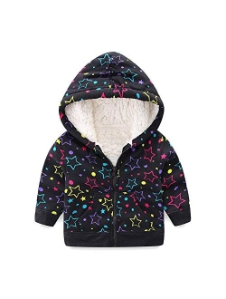 Mud Kingdom Unisex Kids Winter Hoodies Faux Fur Girls Hooded Jackets Cute Prints