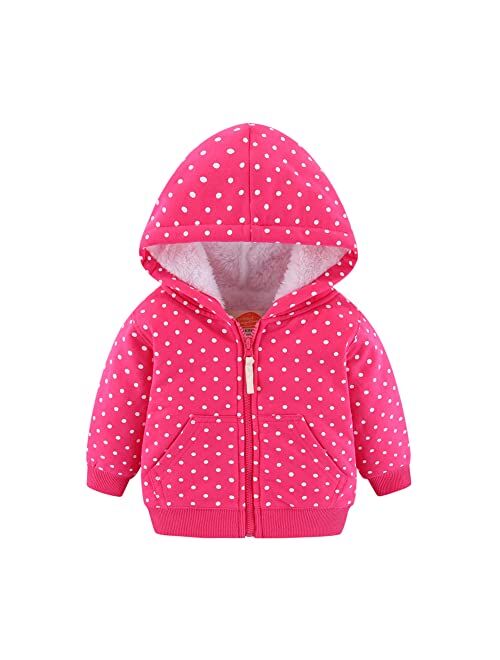 Mud Kingdom Unisex Kids Winter Hoodies Faux Fur Girls Hooded Jackets Cute Prints