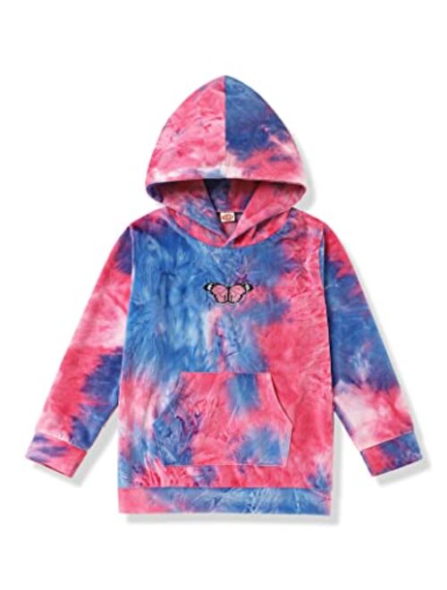 bilison Kids Toddler Girl Clothes Long Sleeve Tie Dye Hoodie Fall Winter little Girls Sweatshirt