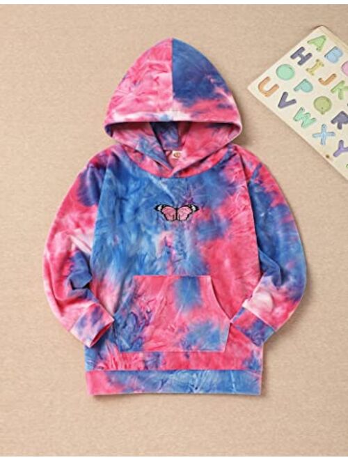 bilison Kids Toddler Girl Clothes Long Sleeve Tie Dye Hoodie Fall Winter little Girls Sweatshirt