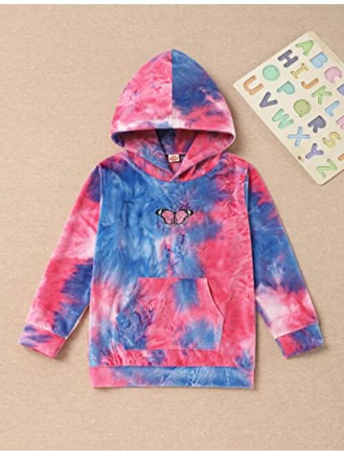 bilison Kids Toddler Girl Clothes Long Sleeve Tie Dye Hoodie Fall Winter little Girls Sweatshirt