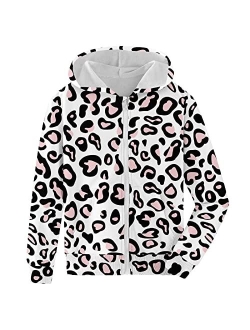 Fanient Girls Zip Up Hoodies Unisex Kids 3D Cool Casual Hooded Sweatshirts Hoody with Pockets 6-14 Years