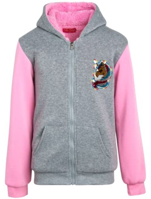 Coney Island Girls' Sweatshirt - Sherpa Lined Flip Sequin Zip Hoodie (Size: 4-16)