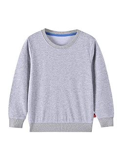 IESSRA Boys Girls Crewneck Sweatshirts Toddler Baby Sweatshirt Solid Cotton Soft Long Sleeve Active Pullover Tshirts