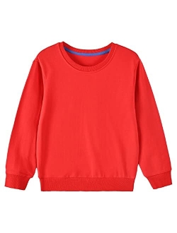 IESSRA Boys Girls Crewneck Sweatshirts Toddler Baby Sweatshirt Solid Cotton Soft Long Sleeve Active Pullover Tshirts