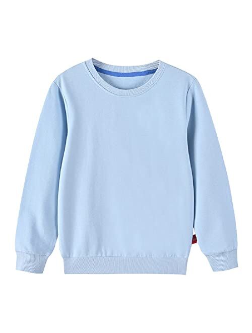 IESSRA Boys Girls Crewneck Sweatshirts Toddler Baby Sweatshirt Solid Cotton Soft Long Sleeve Active Pullover Tshirts