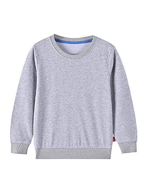 IESSRA Boys Girls Crewneck Sweatshirts Toddler Baby Sweatshirt Solid Cotton Soft Long Sleeve Active Pullover Tshirts