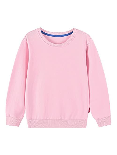 IESSRA Boys Girls Crewneck Sweatshirts Toddler Baby Sweatshirt Solid Cotton Soft Long Sleeve Active Pullover Tshirts