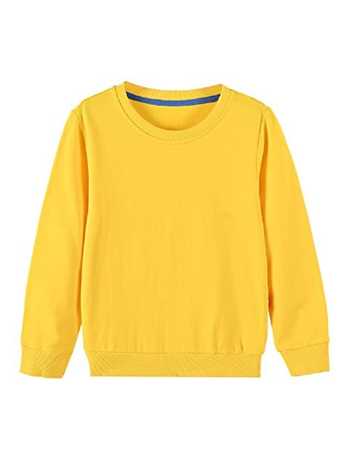 IESSRA Boys Girls Crewneck Sweatshirts Toddler Baby Sweatshirt Solid Cotton Soft Long Sleeve Active Pullover Tshirts